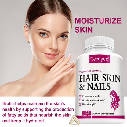 Tecepec® Advanced Hair, Skin & Nails Volumizing Vitamins with Biotin, Collagen & HSN-Growth Complex