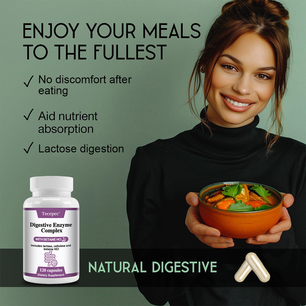 Tecepec® Advanced Digestive Enzyme Complex with Betaine HCl | Gut Health & Nutrient Absorption Supplement