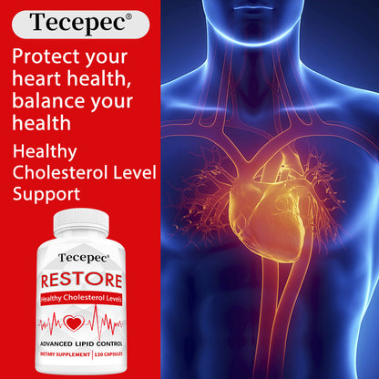 Tecepec® RESTORE Advanced Lipid Control Capsules | Healthy Cholesterol Support, Heart Health & Blood Circulation