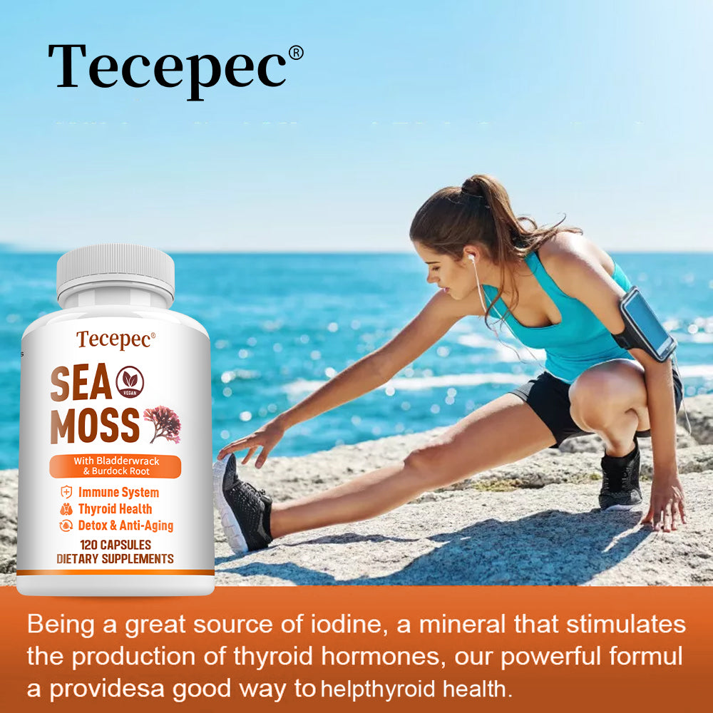Tecepec® Advanced Sea Moss Capsules | Organic Bladderwrack & Burdock Root Blend for Thyroid Health, Immune Support & Natural Energy