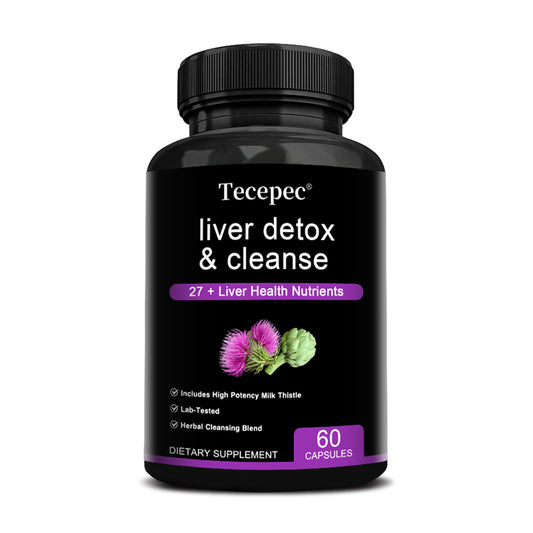 Tecepec® Liver Detox & Cleanse Capsules (27+ Nutrients) – High Potency Milk Thistle & Herbal Support Supplement
