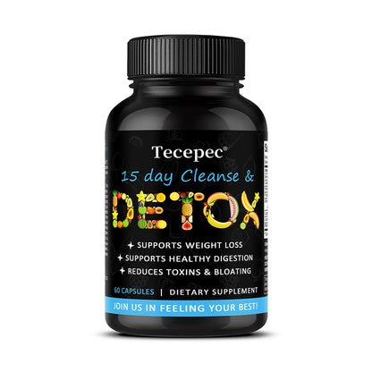 Tecepec® 15-Day Quick Cleanse & Detox Capsules – Supports Weight Loss, Healthy Digestion & Bloating Relief