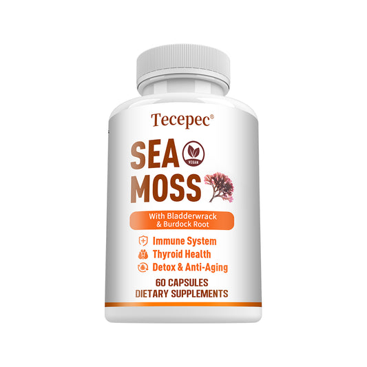 Tecepec® Advanced Sea Moss Capsules | Organic Bladderwrack & Burdock Root Blend for Thyroid Health, Immune Support & Natural Energy