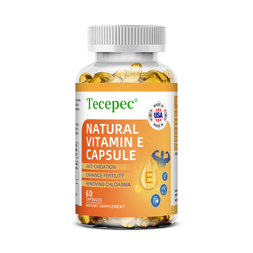 Tecepec® Natural Vitamin E Capsules | Antioxidant, Anti-Aging & Immune Support Formula