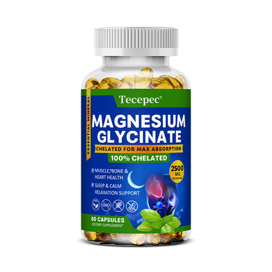 Tecepec® Magnesium Glycinate Capsules | 100% Chelated for Maximum Absorption, Sleep Support & Muscle Relaxation