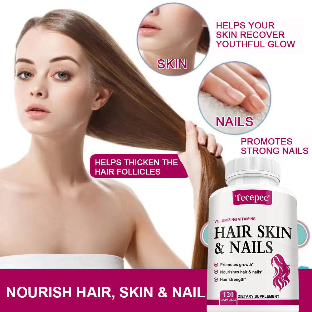 Tecepec® Advanced Hair, Skin & Nails Volumizing Vitamins with Biotin, Collagen & HSN-Growth Complex
