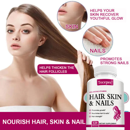 Tecepec® Advanced Hair, Skin & Nails Volumizing Vitamins with Biotin, Collagen & HSN-Growth Complex