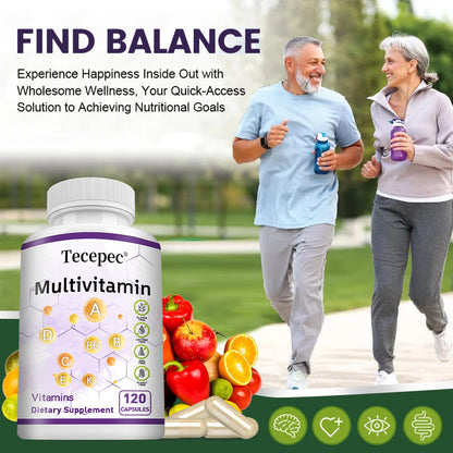 Tecepec® Plant-Based Multivitamin Complex | Vegan Daily Essentials with Bioactive B-Vitamins, Chelated Minerals & Whole Food Nutrients for Immune Support & Natural Energy