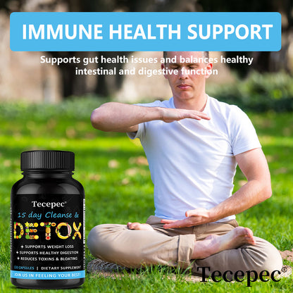 Tecepec® 15-Day Quick Cleanse & Detox Capsules – Supports Weight Loss, Healthy Digestion & Bloating Relief