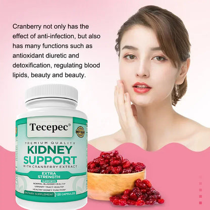Tecepec® Extra Strength Kidney Support with Cranberry Extract | Bladder & Urinary Tract Cleanse Supplement