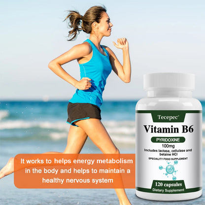 Tecepec® Advanced Vitamin B6 Pyridoxine Complex with Lactase, Cellulase & Betaine HCl | Energy Metabolism, Nervous System & Immune Support