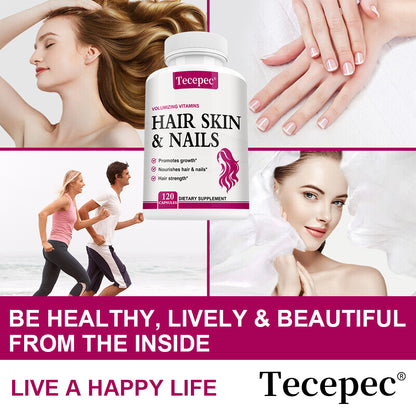 Tecepec® Advanced Hair, Skin & Nails Volumizing Vitamins with Biotin, Collagen & HSN-Growth Complex