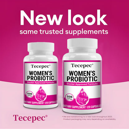 Tecepec® Women’s Probiotic | 50B CFUs, Doctor Approved Formula with Organic Prebiotics & Cranberry Extract for Vaginal & Urinary Health