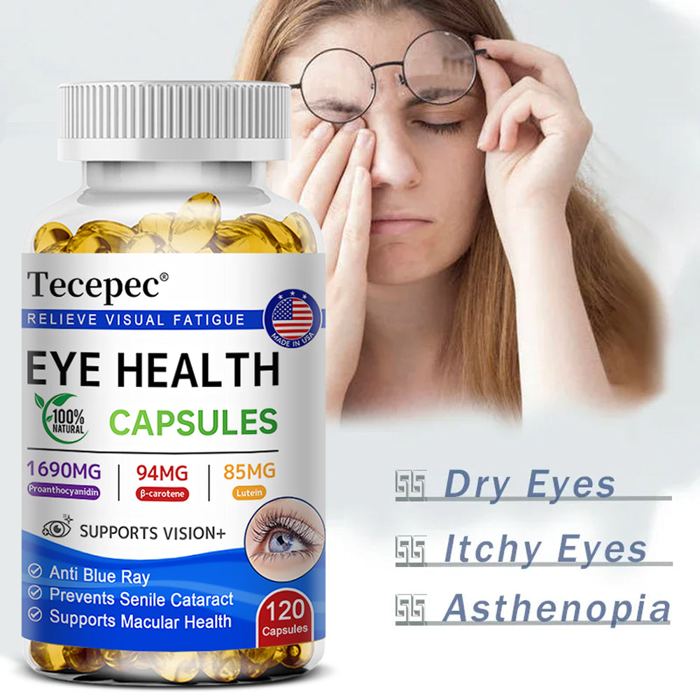 Tecepec® Advanced Eye Health & Visual Fatigue Relief Capsules | Lutein, Proanthocyanidin & Beta-Carotene Formula