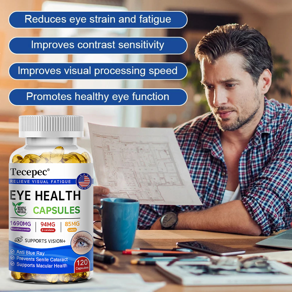 Tecepec® Advanced Eye Health & Visual Fatigue Relief Capsules | Lutein, Proanthocyanidin & Beta-Carotene Formula