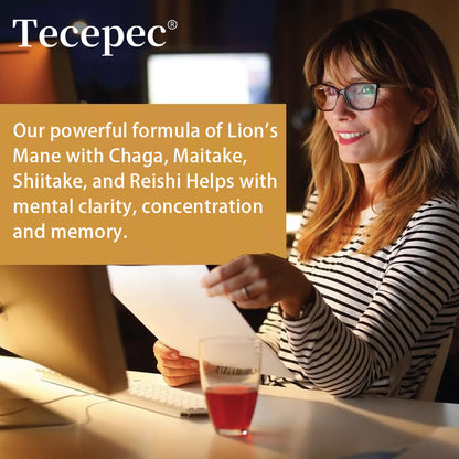 Tecepec® Lion's Mane Mushroom Extract 2100mg – Nootropic Supplement for Memory, Focus, Cognitive & Mood Support (120 Capsules)