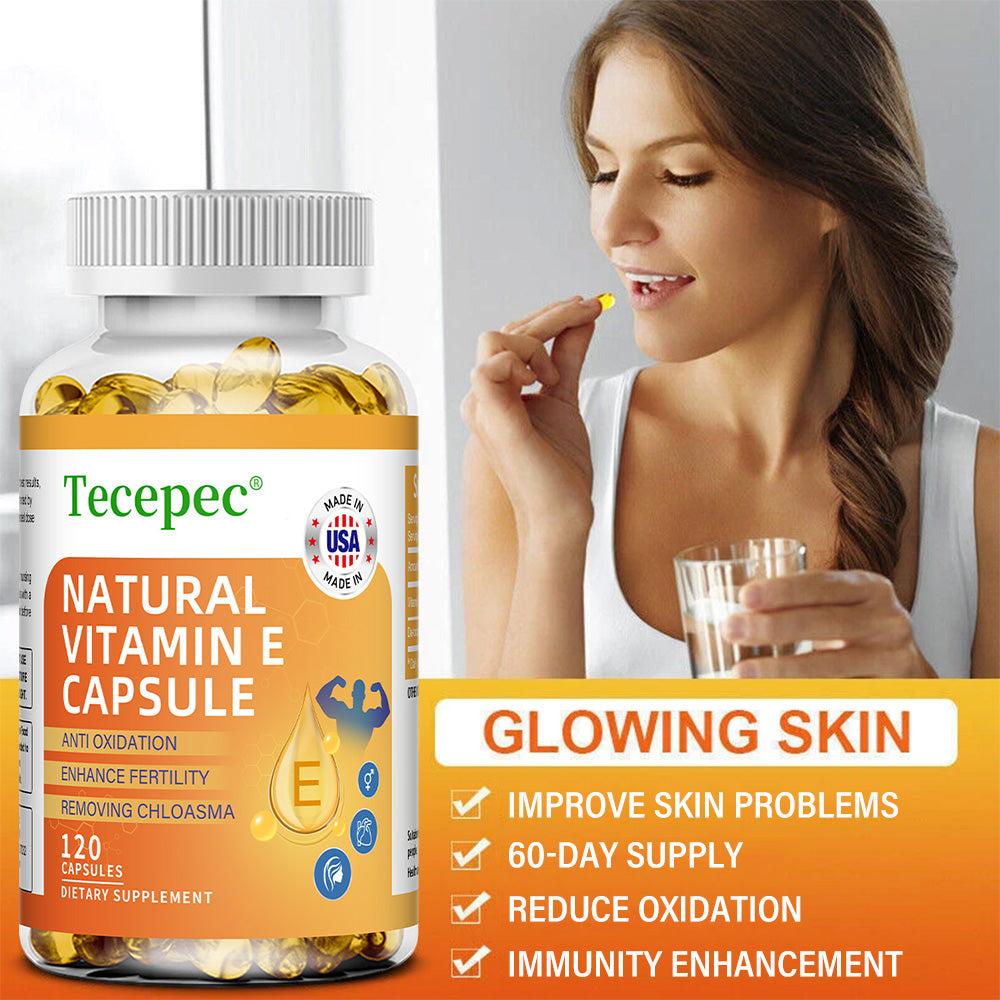 Tecepec® Natural Vitamin E Capsules | Antioxidant, Anti-Aging & Immune Support Formula