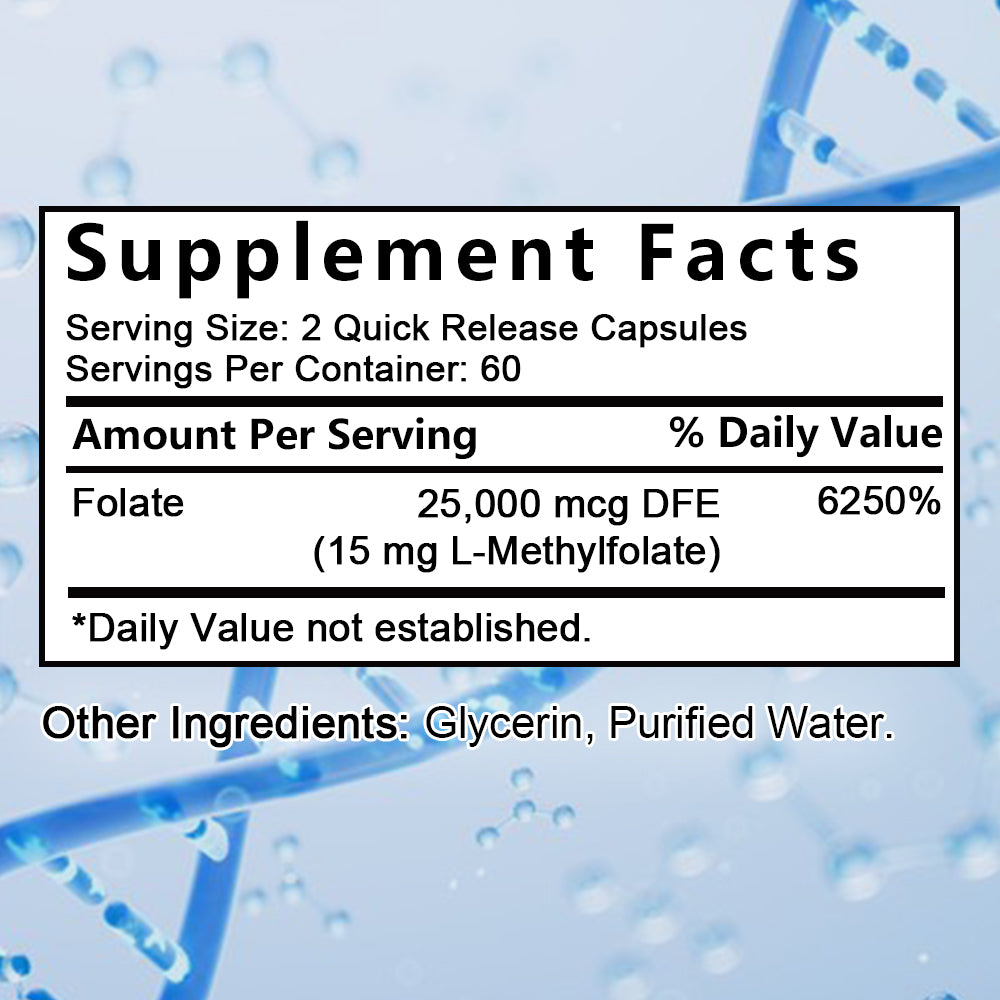 Tecepec® L-Methylfolate 15mg Capsules | Bioactive Form of Folic Acid for Brain Health, Mood Support & Mental Clarity