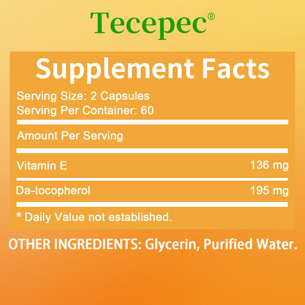 Tecepec® Natural Vitamin E Capsules | Antioxidant, Anti-Aging & Immune Support Formula