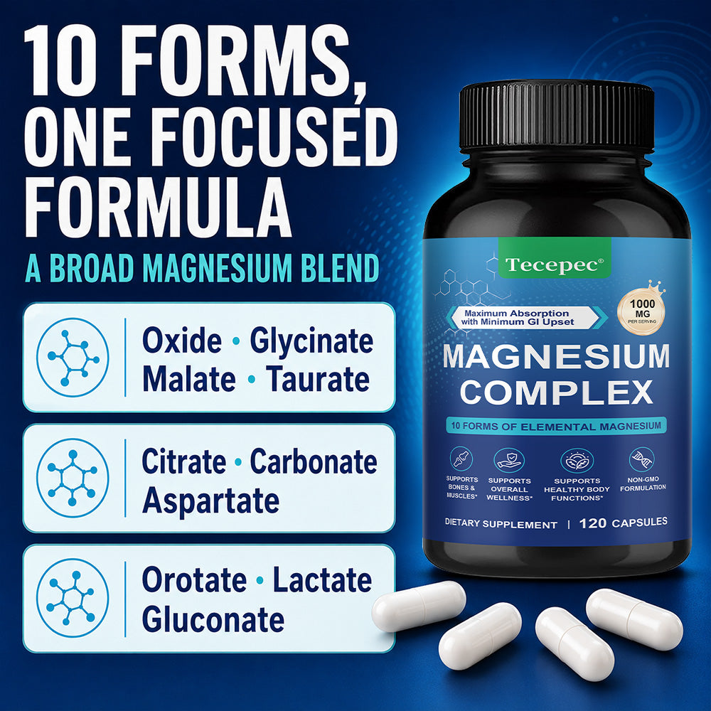 Tecepec® Magnesium Complex 10-in-1 Advanced Formula | Bone, Muscle & Overall Wellness Support