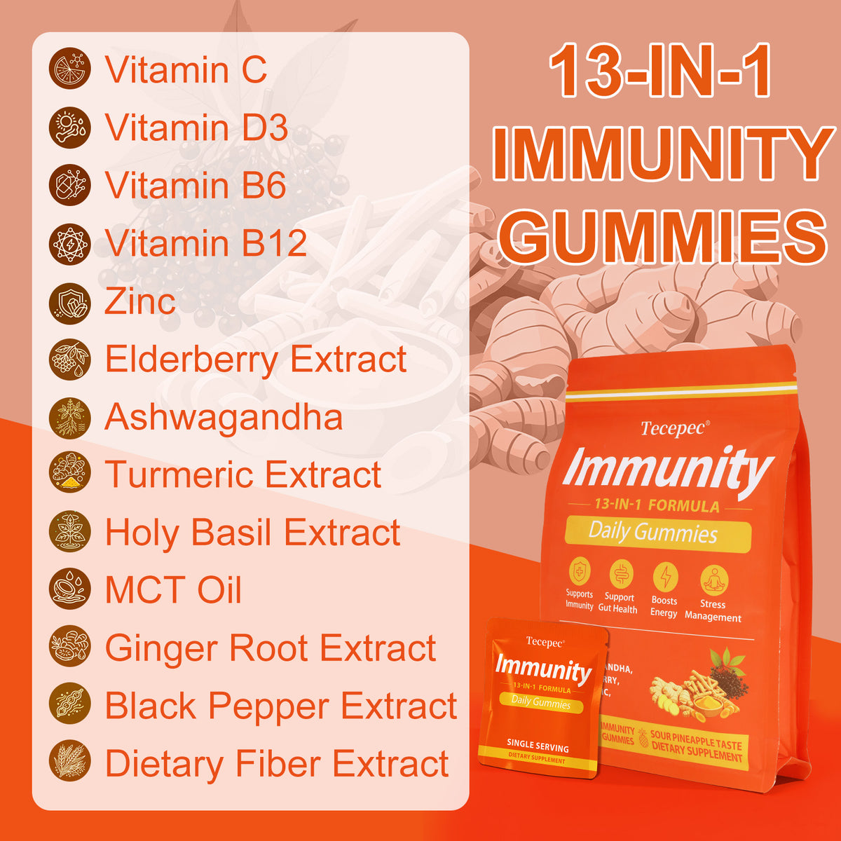 Tecepec® Immunity Daily Gummies | 13-in-1 Advanced Formula