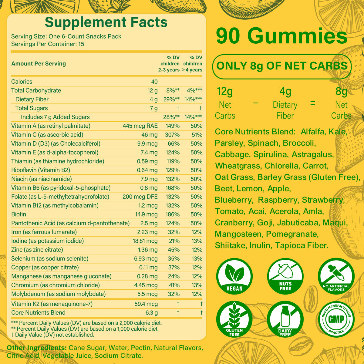 Tecepec® Kids Greens Daily Gummies | Comprehensive Nutrition for Kids Age 2-13