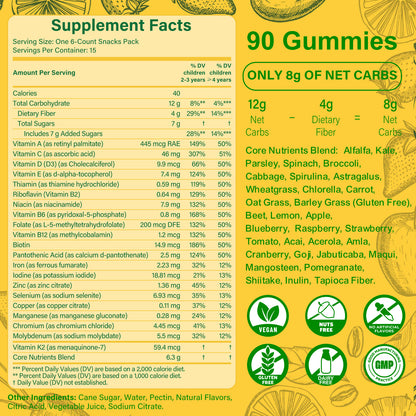 Tecepec® Kids Greens Daily Gummies | Comprehensive Nutrition for Kids Age 2-13