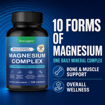 Tecepec® Magnesium Complex 10-in-1 Advanced Formula | Bone, Muscle & Overall Wellness Support
