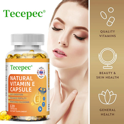 Tecepec® Natural Vitamin E Capsules | Antioxidant, Anti-Aging & Immune Support Formula