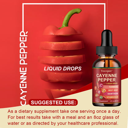 Tecepec® Cayenne Pepper Liquid Drops | Turmeric, Beet Root & Hawthorn Blend