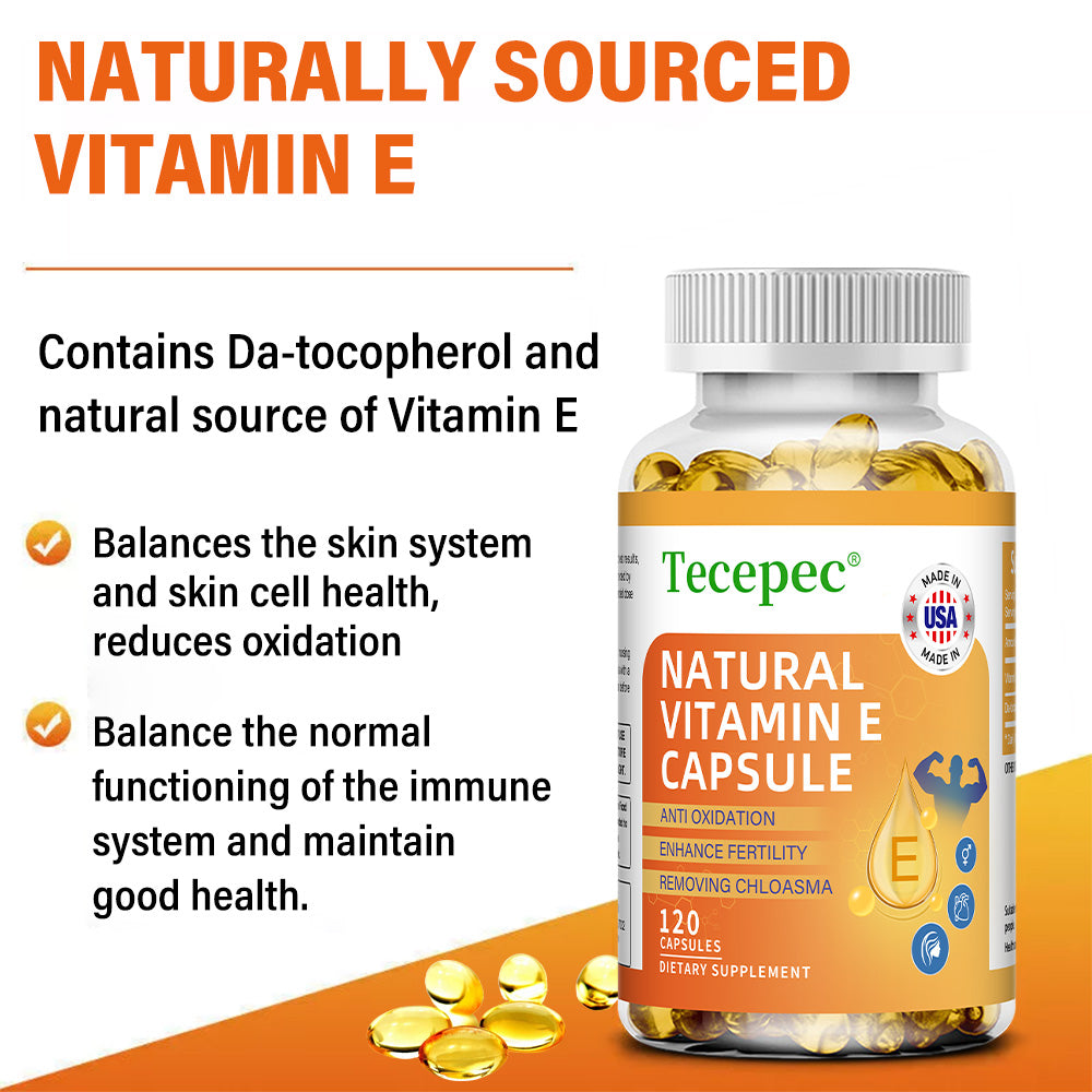 Tecepec® Natural Vitamin E Capsules | Antioxidant, Anti-Aging & Immune Support Formula