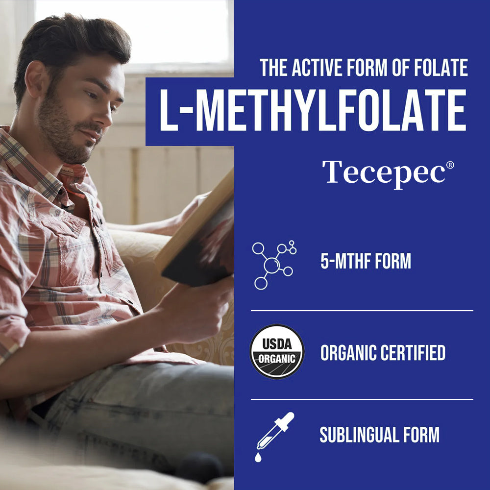 Tecepec® L-Methylfolate 15mg Capsules | Bioactive Form of Folic Acid for Brain Health, Mood Support & Mental Clarity