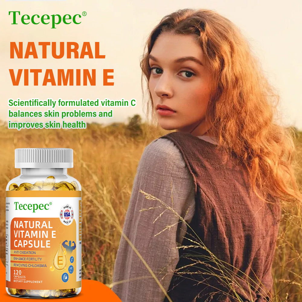 Tecepec® Natural Vitamin E Capsules | Antioxidant, Anti-Aging & Immune Support Formula