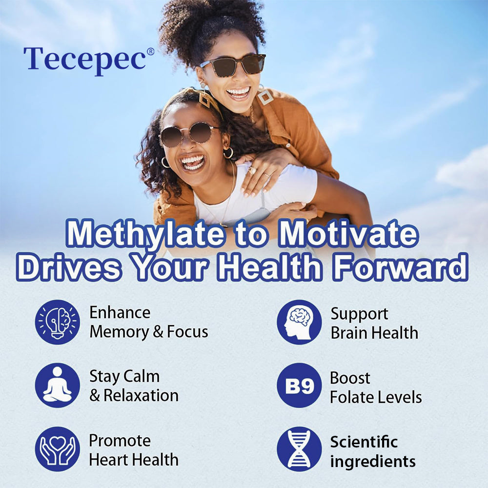 Tecepec® L-Methylfolate 15mg Capsules | Bioactive Form of Folic Acid for Brain Health, Mood Support & Mental Clarity