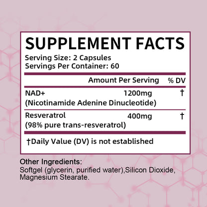 Tecepec® NAD+ Resveratrol Supplement | High-Potency Cellular Defense, Healthy Aging & Energy Support Softgels
