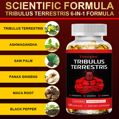 Tecepec® Tribulus Terrestris 6-in-1 Advanced Formula | Natural Muscle, Energy & Stamina Support