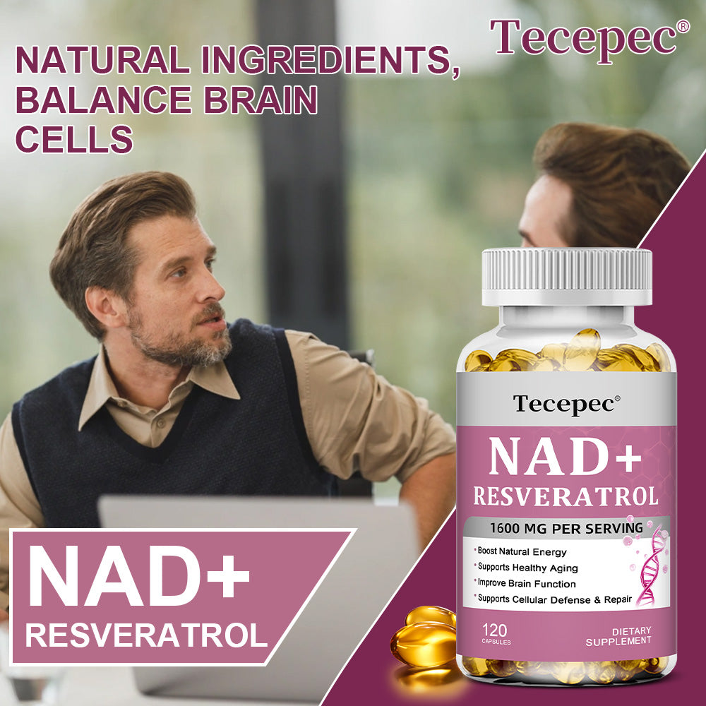 Tecepec® NAD+ Resveratrol Supplement | High-Potency Cellular Defense, Healthy Aging & Energy Support Softgels