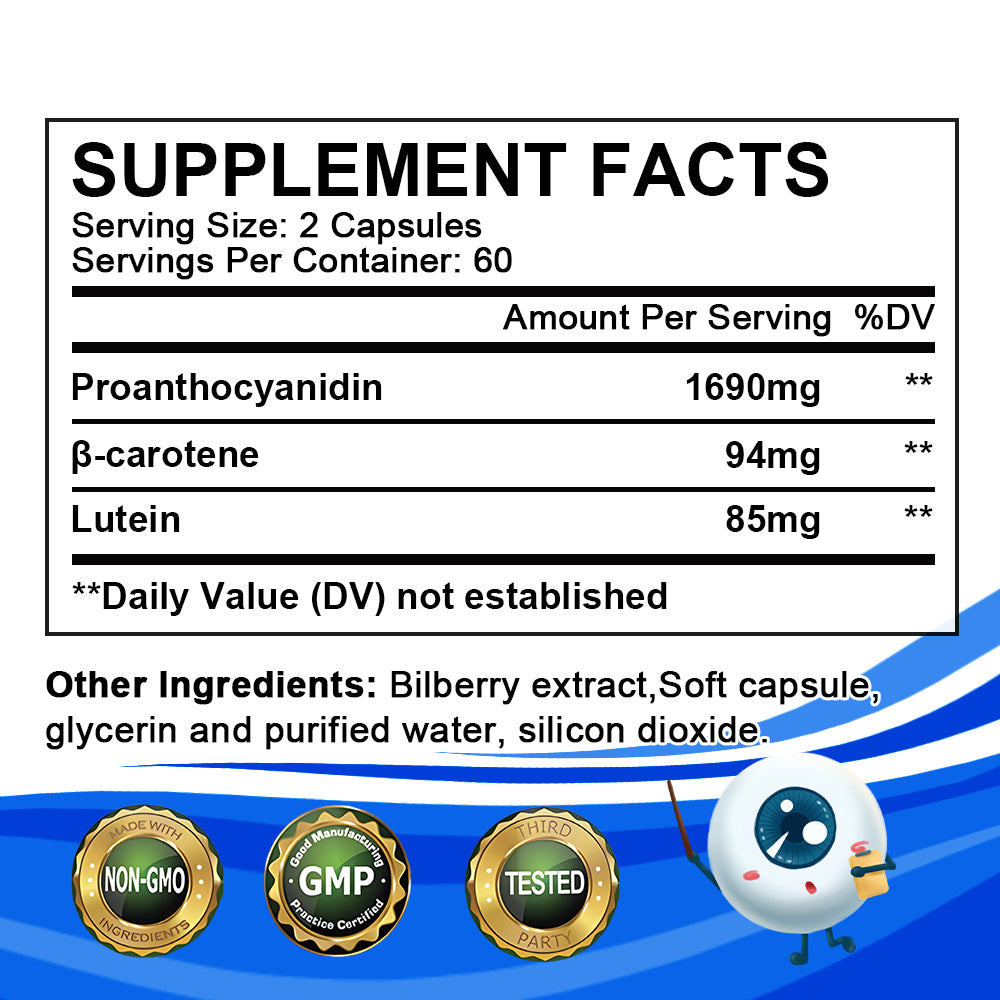 Tecepec® Advanced Eye Health & Visual Fatigue Relief Capsules | Lutein, Proanthocyanidin & Beta-Carotene Formula