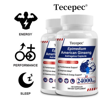 Tecepec® Epimedium & American Ginseng Capsules 24000mg – Maximum Strength Herbal Support for Male Performance, Stamina & Energy