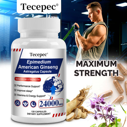 Tecepec® Epimedium & American Ginseng Capsules 24000mg – Maximum Strength Herbal Support for Male Performance, Stamina & Energy