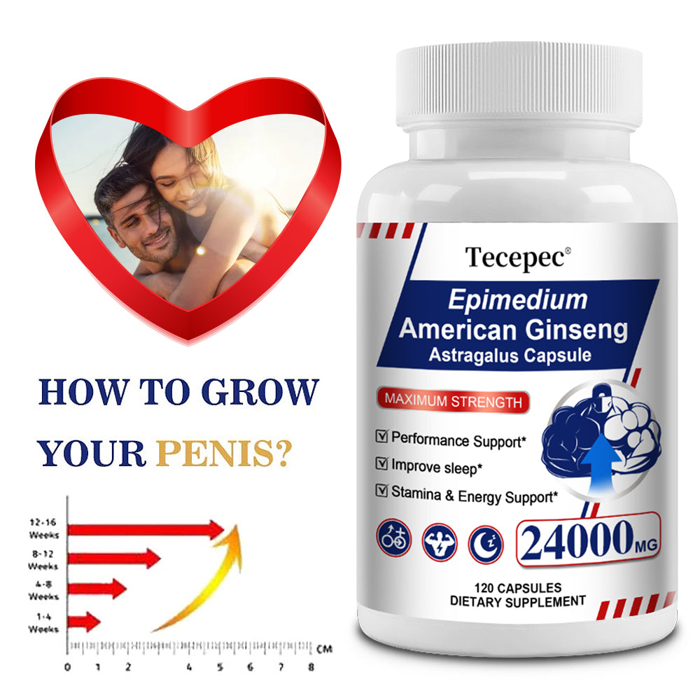 Tecepec® Epimedium & American Ginseng Capsules 24000mg – Maximum Strength Herbal Support for Male Performance, Stamina & Energy